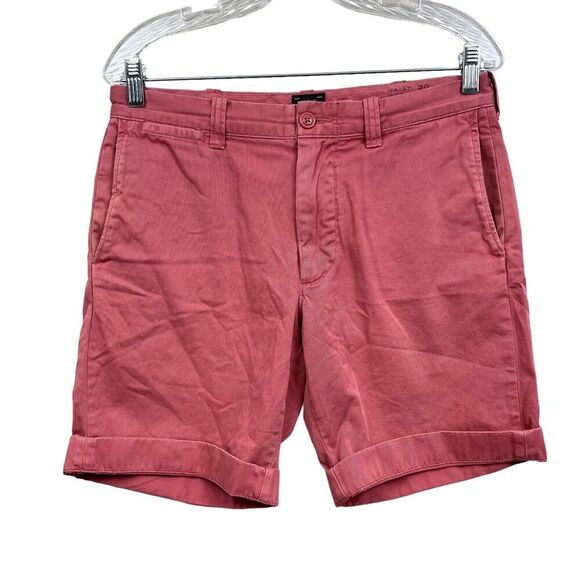 J. Crew Mens Stanton Chino Shorts Cuffed Hem Slash Pockets Salmon‎ Pink Size 30W - Picture 1 of 6